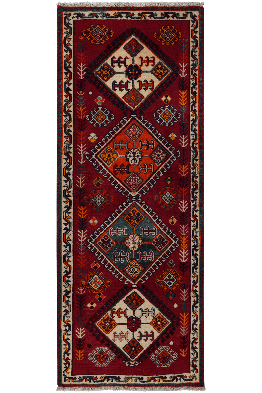 Gashgai — Hand-knotted, 73x190 cm, Red, 100% Virgin Wool | Main view