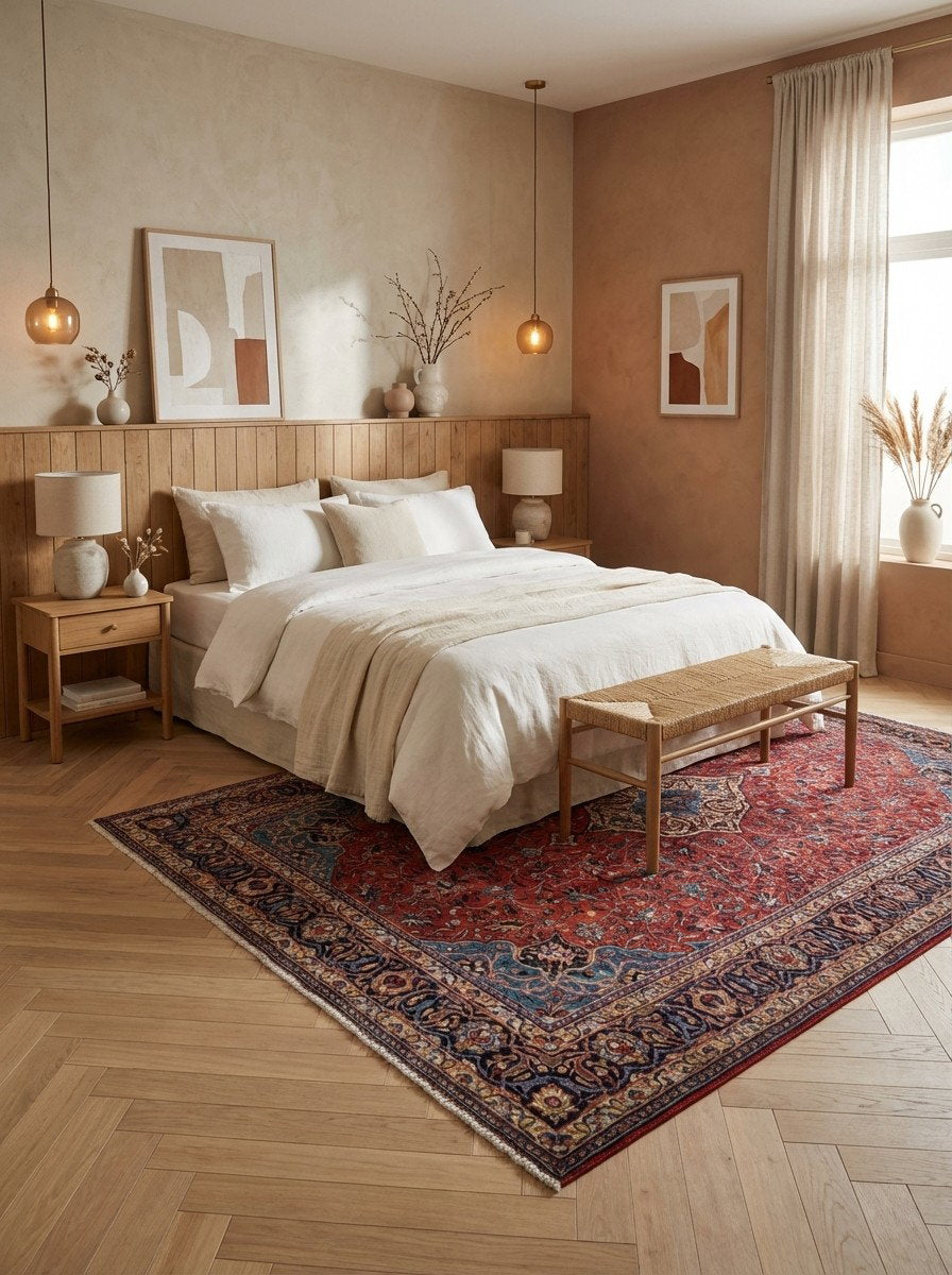 Sarough — Handgefertigt, 304x193 cm, Blau, 100% Virgin Wool | Detail view