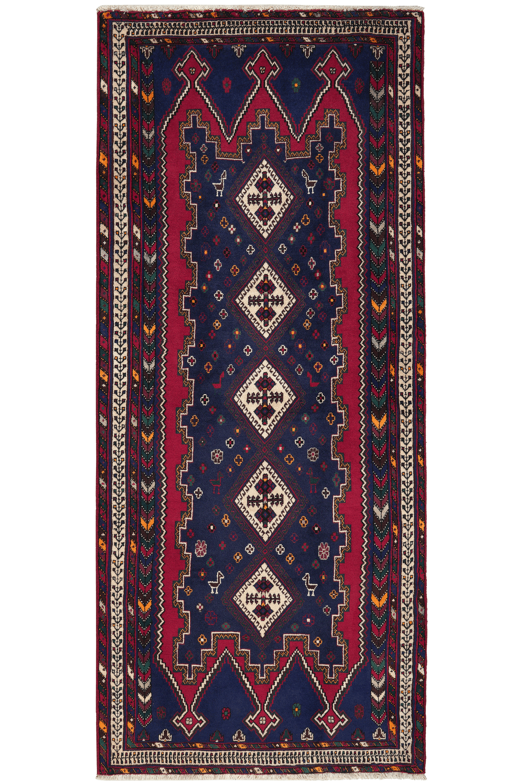 Afshar — Hand-knotted, 99x230 cm, Blue, 100% Virgin Wool | Main view