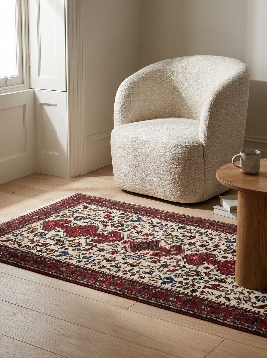 Nasrabad — Hand-knotted, 81x190 cm, Beige, 100% Virgin Wool | Detail view