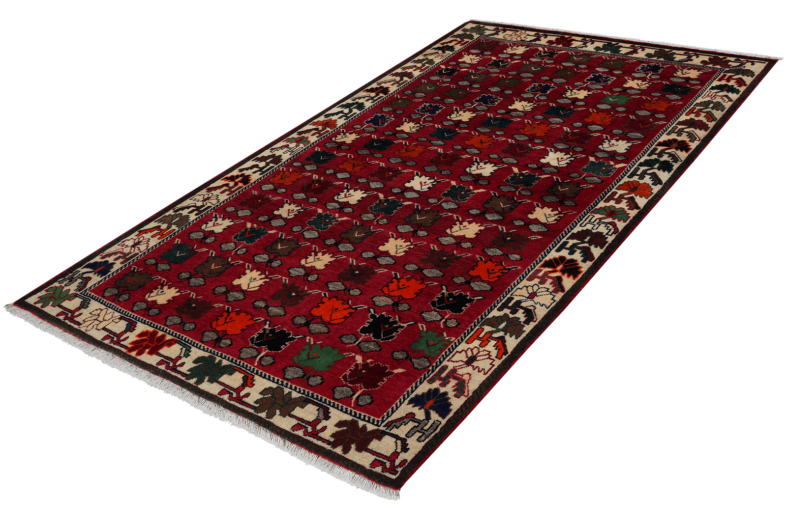 Gashgai — Hand-knotted, 106x198 cm, Red, 100% Virgin Wool | View 5