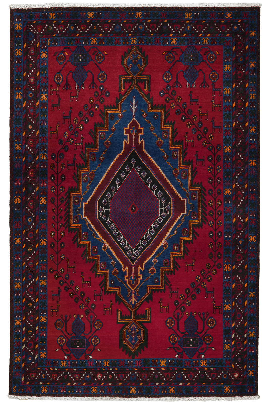 Afshar — Hand-knotted, 151x236 cm, Red, 100% Virgin Wool | Main view