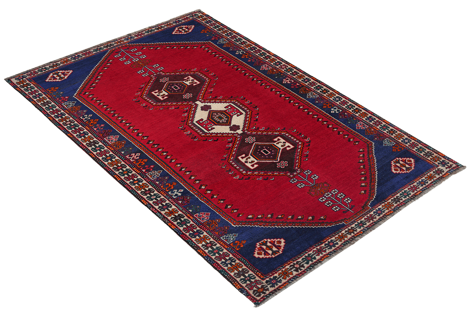 Gashgai — Hand-knotted, 165x254 cm, Red, 100% Virgin Wool | View 4