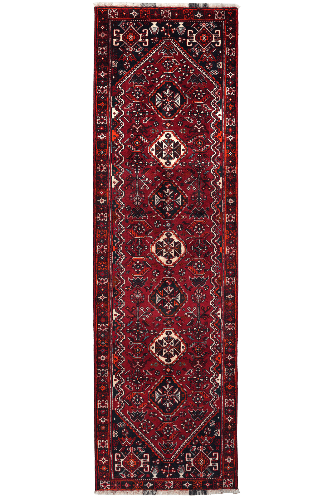 Gashgai — Hand-knotted, 81x281 cm, Red, 100% Virgin Wool | Main view