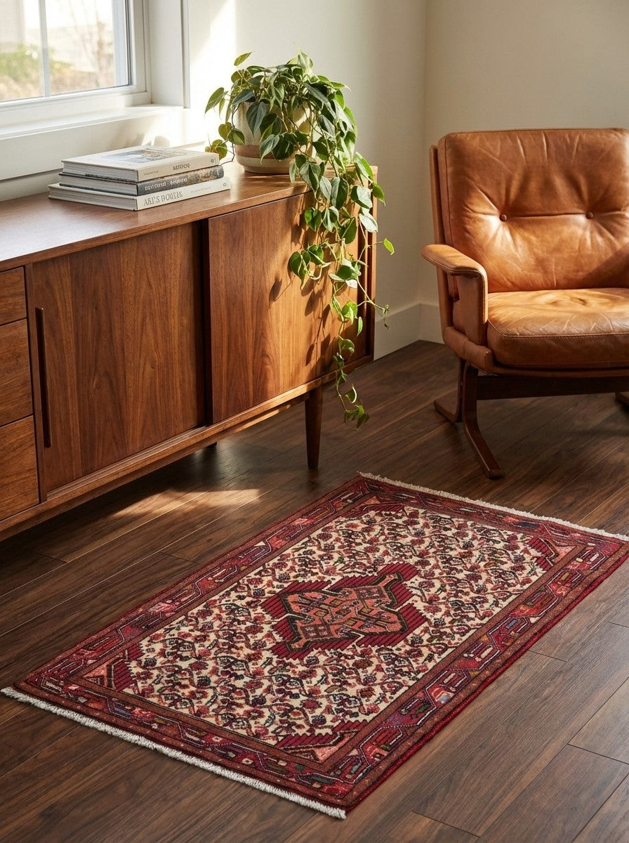 Assadabad — Hand-knotted, 78x126 cm, Beige, 100% Virgin Wool | Back view