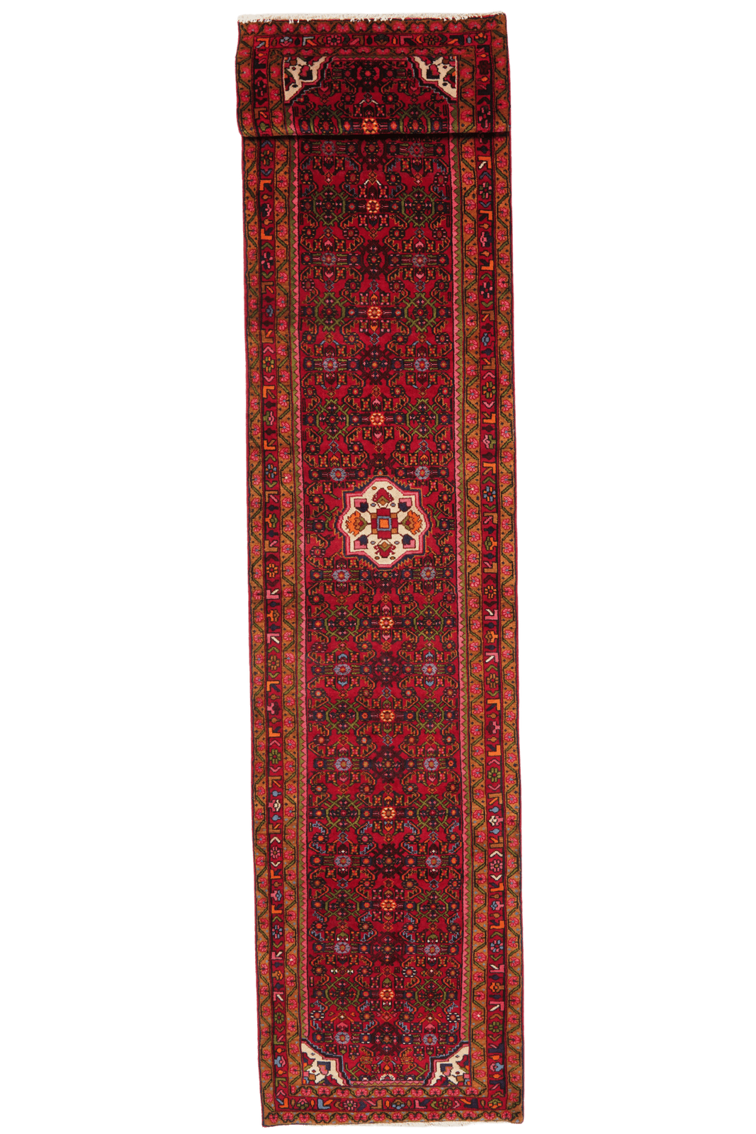 Hosseinabad — Hand-knotted, 92x434 cm, Red, 100% Virgin Wool | Main view