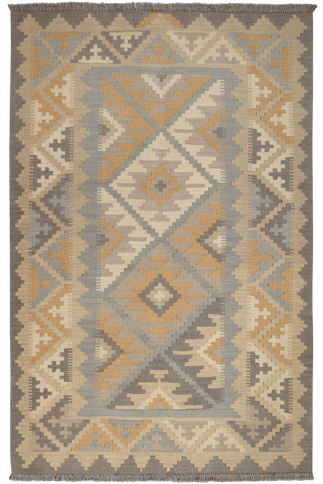 Kelim Gashgai — Handmade, 118x178 cm, Grey, 100% Virgin Wool | Main view