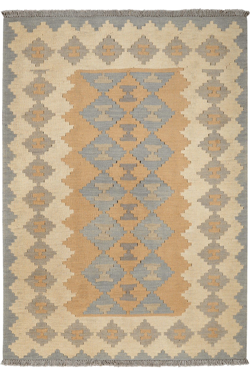 Kelim Gashgai — Handmade, 115x163 cm, Grey, 100% Virgin Wool | Main view