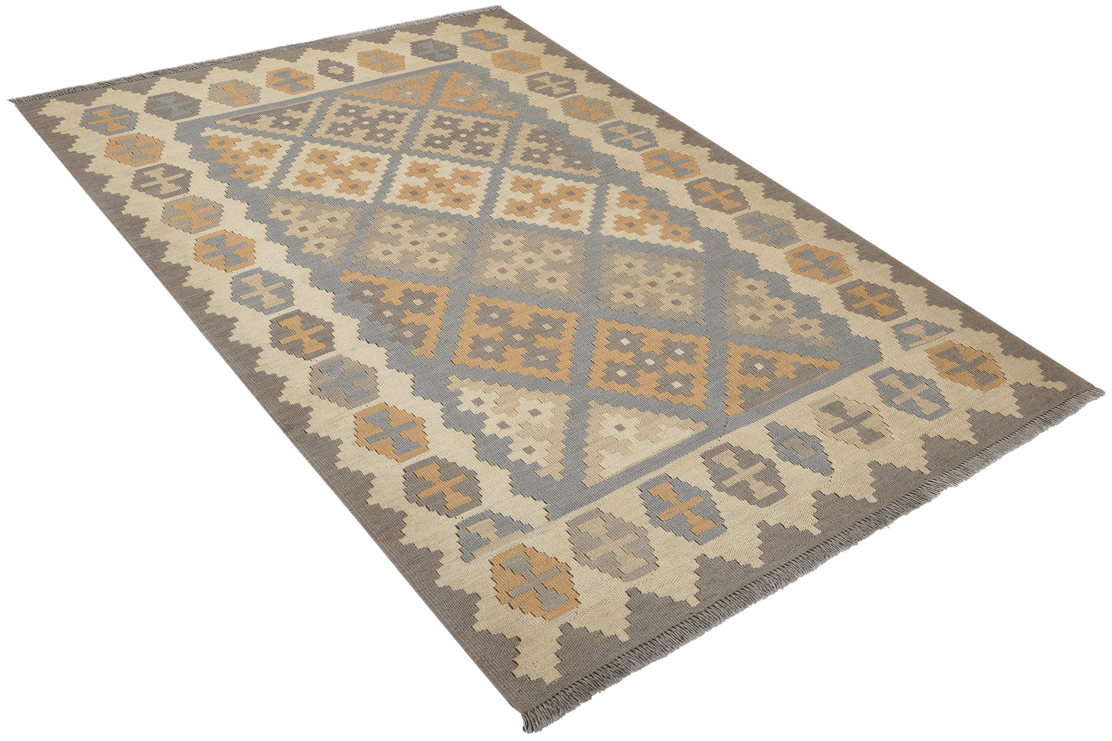 Kelim Gashgai — Handmade, 123x172 cm, Grey, 100% Virgin Wool | View 4