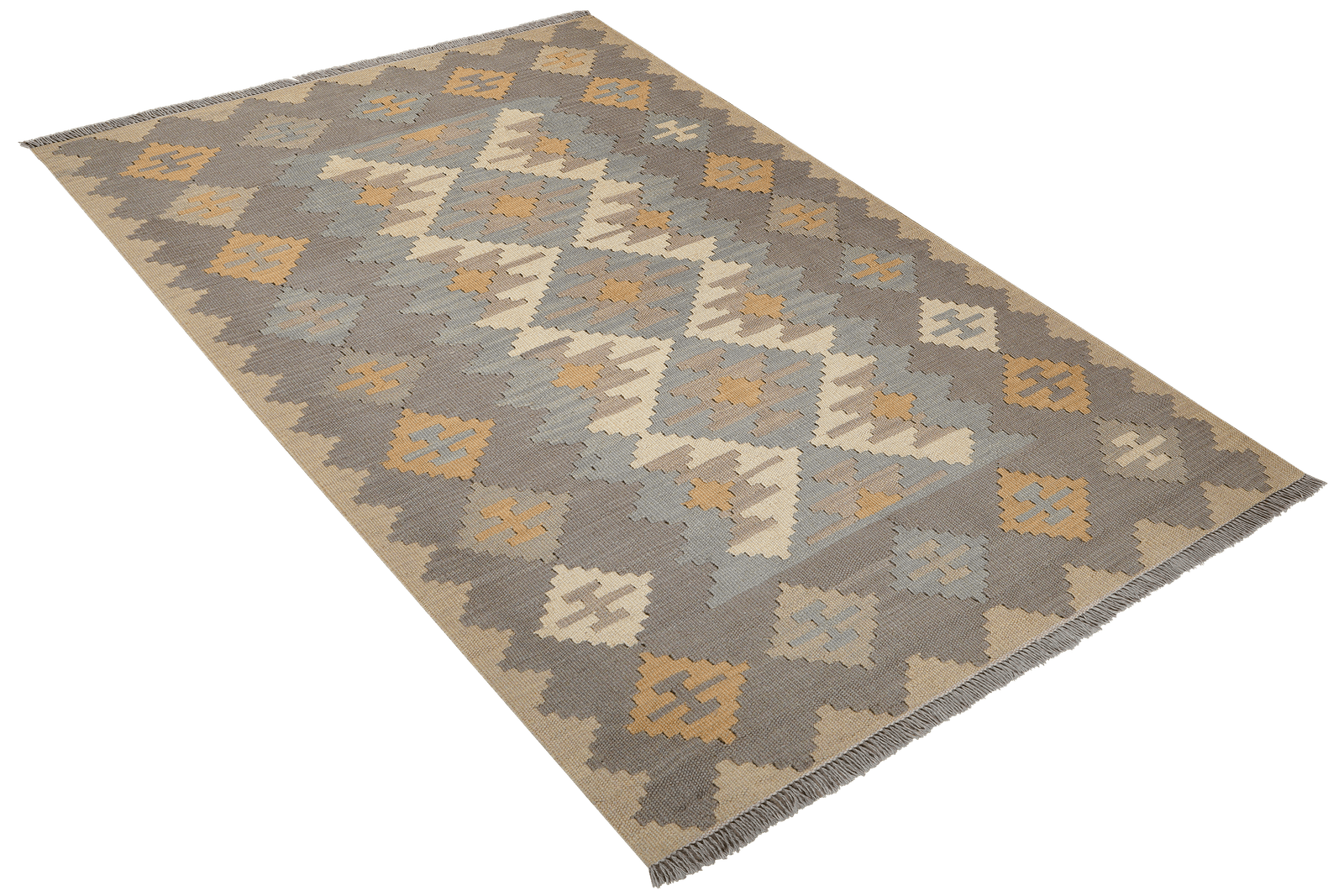 Kelim Gashgai — Handmade, 121x183 cm, Grey, 100% Virgin Wool | View 4