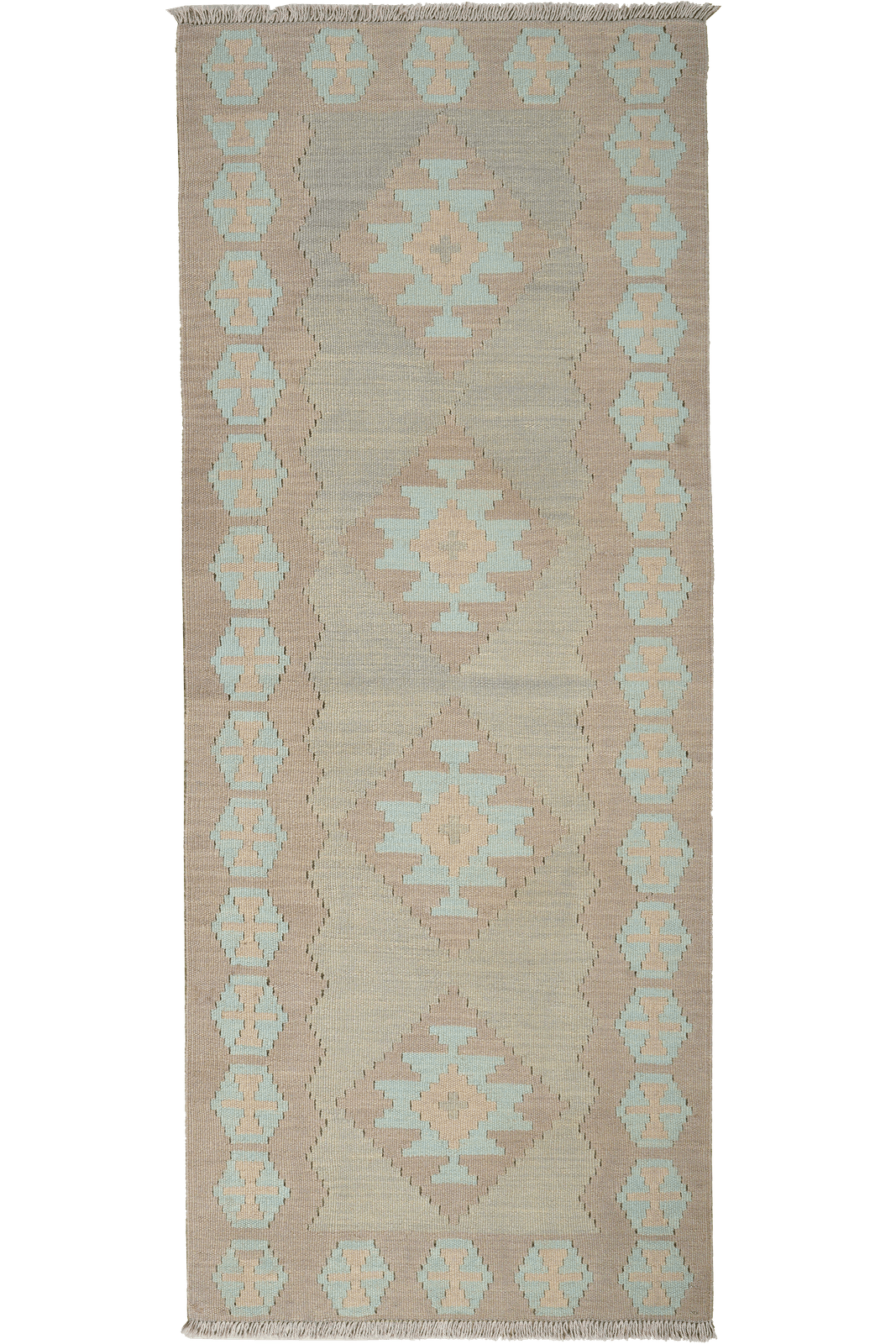Kelim Gashgai — Handmade, 80x195 cm, Grey, 100% Virgin Wool | Main view