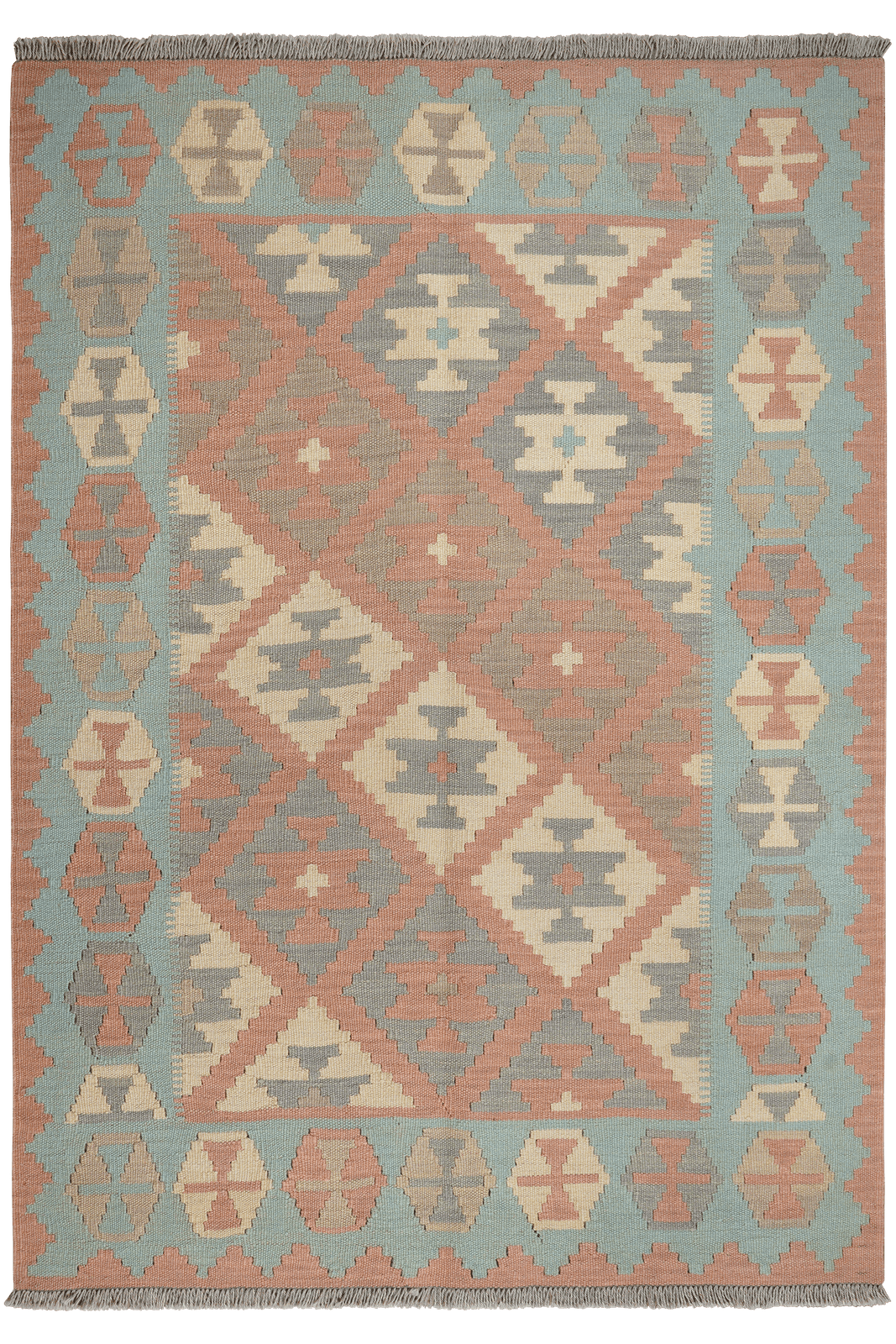 Kelim Gashgai — Handmade, 121x170 cm, Pink, 100% Virgin Wool | Main view