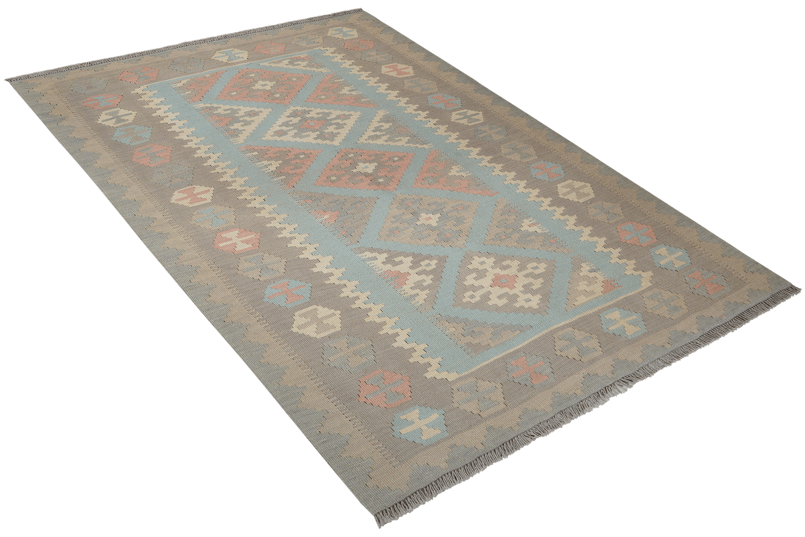 Kelim Gashgai — Handmade, 127x181 cm, Green, 100% Virgin Wool | View 4