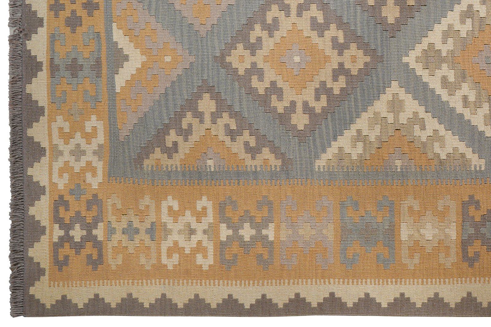 Kelim Gashgai — Handmade, 182x251 cm, Grey, 100% Virgin Wool | View 3