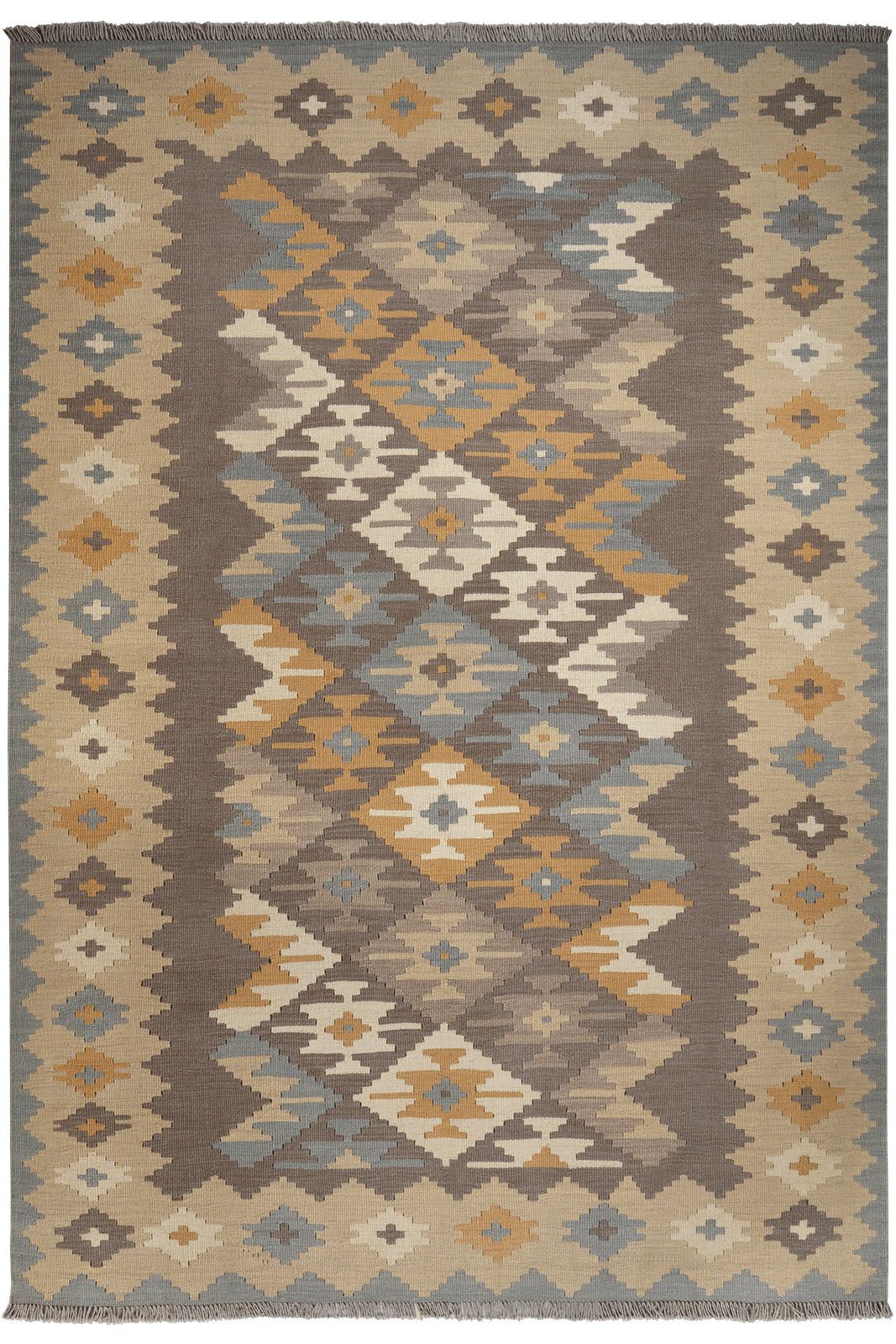 Kelim Gashgai — Handmade, 167x239 cm, Grey, 100% Virgin Wool | Main view