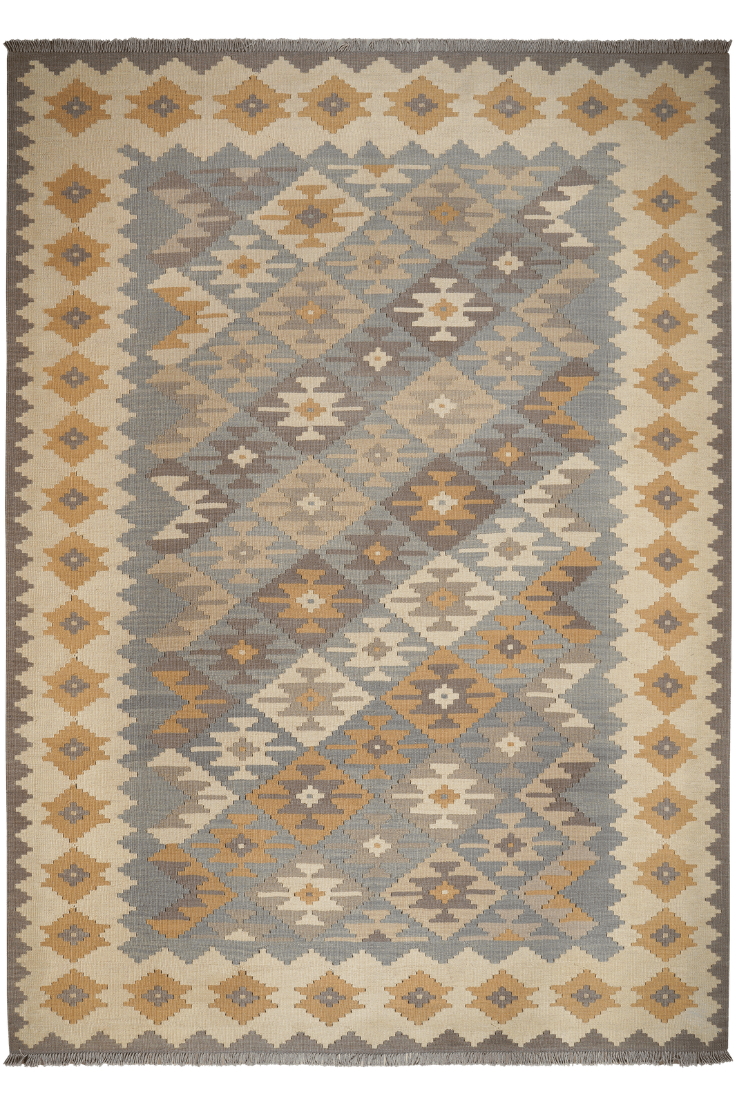 Kelim Gashgai — Handmade, 204x283 cm, Grey, 100% Virgin Wool | Main view