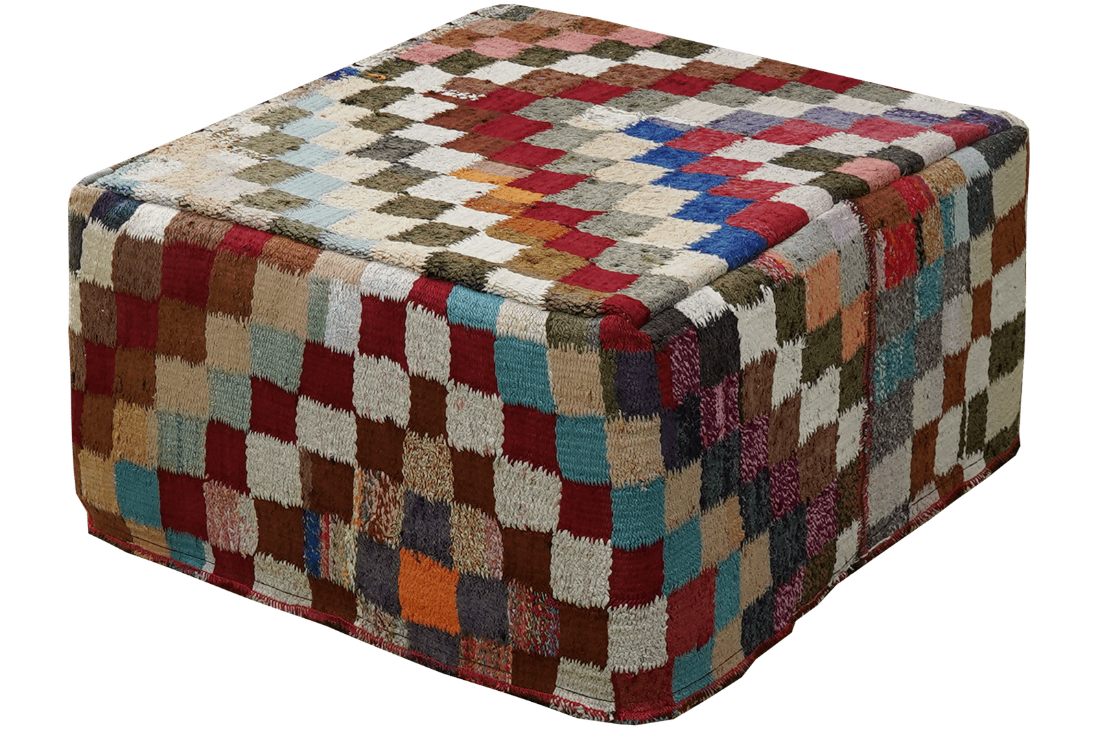 Kelim Pouf — Handmade, 65x65 cm, Multicolor, 100% Virgin Wool | View 4
