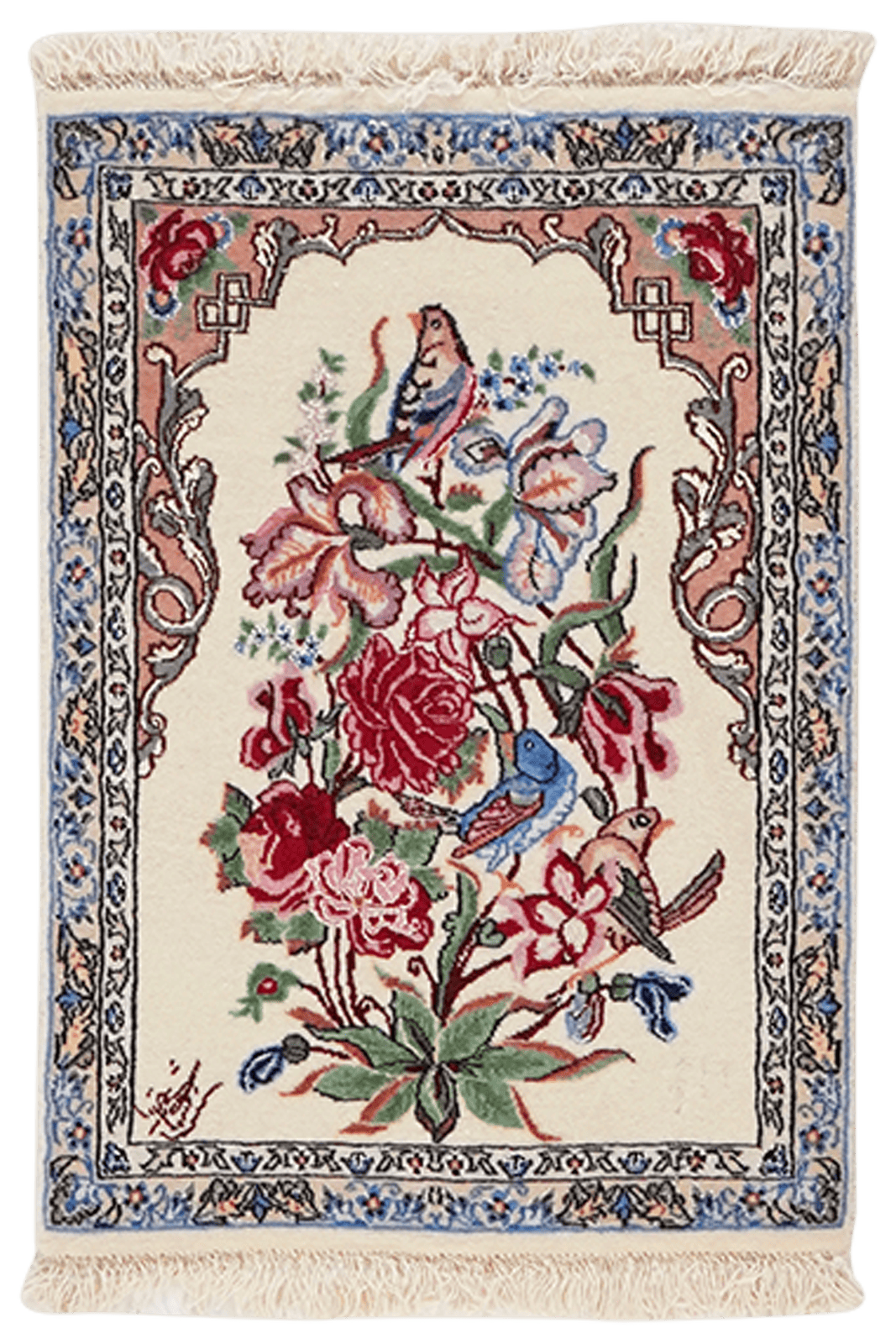 Isfahan — Hand-knotted, 37x53 cm, Beige, 100% Virgin Wool | Main view