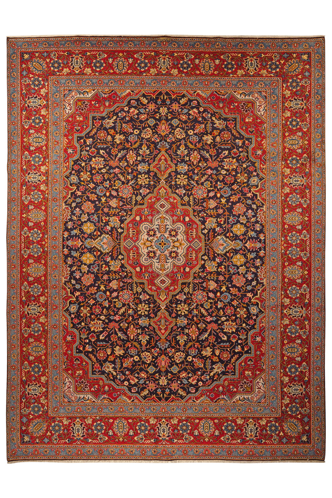 Kashan — Hand-knotted, 298x393 cm, Blue, 100% Virgin Wool | Main view