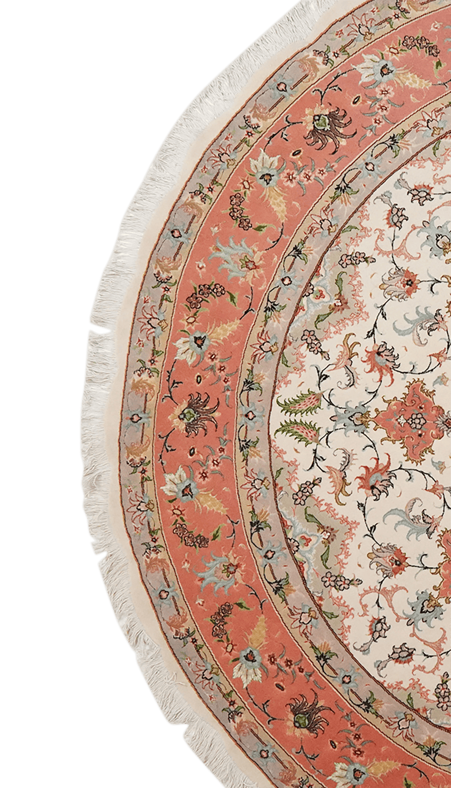 Tabriz Round — Hand-knotted, 200x200 cm, Beige, 70% Schurwolle, 30% Seide | View 3