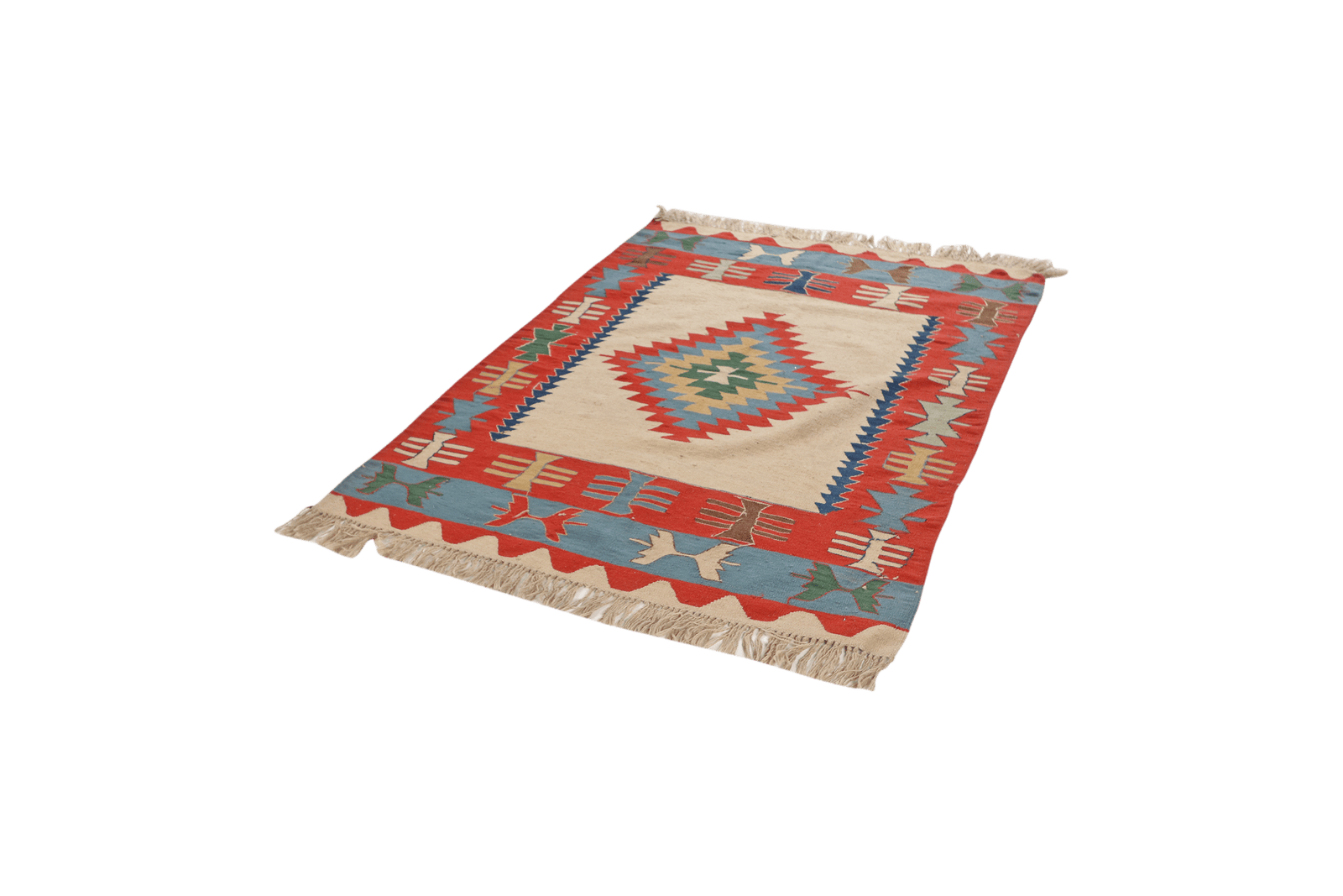 Kelim — Handmade, 118x173 cm, Beige, 100% Virgin Wool | View 5