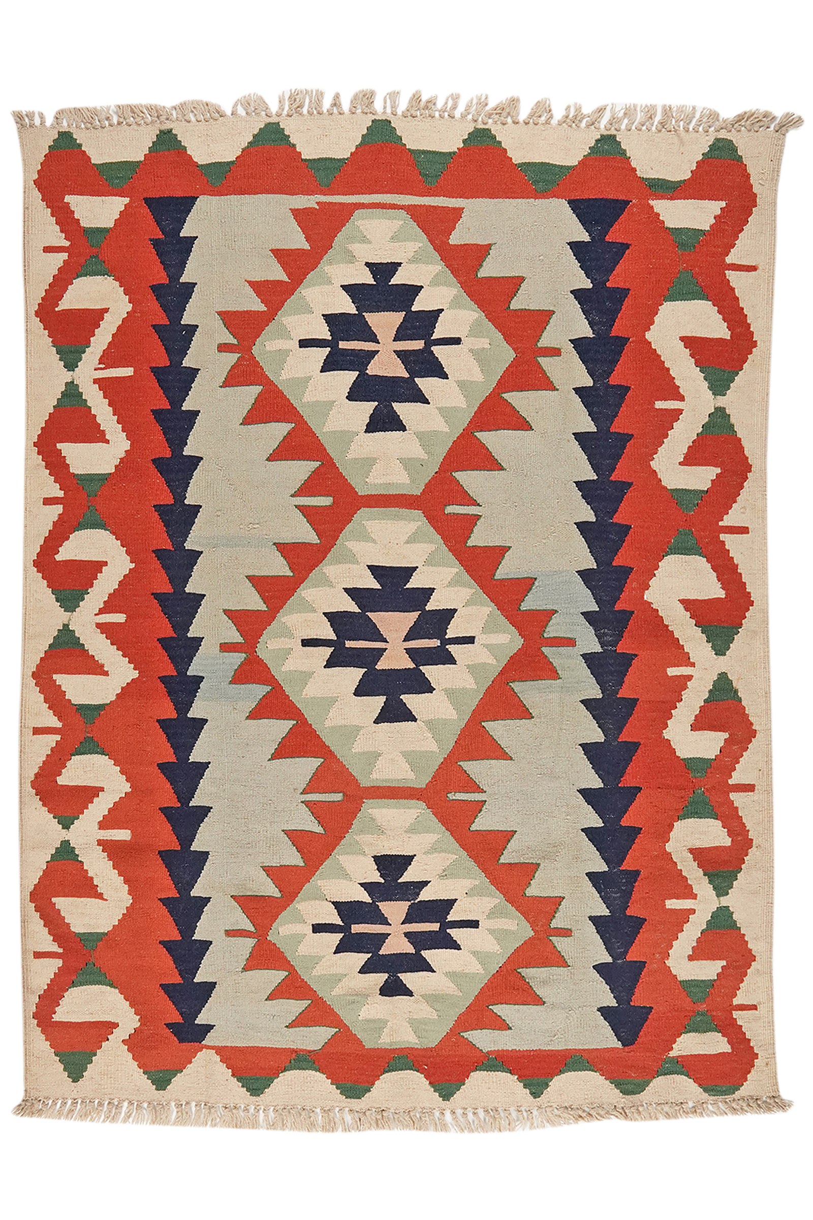 Kelim — Handgefertigt, 157x114 cm, Beige, 100% Virgin Wool | Main view