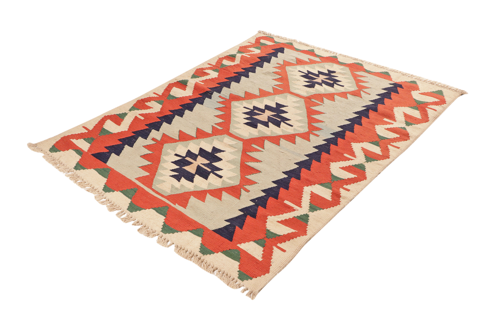 Kelim — Handgefertigt, 157x114 cm, Beige, 100% Virgin Wool | View 6