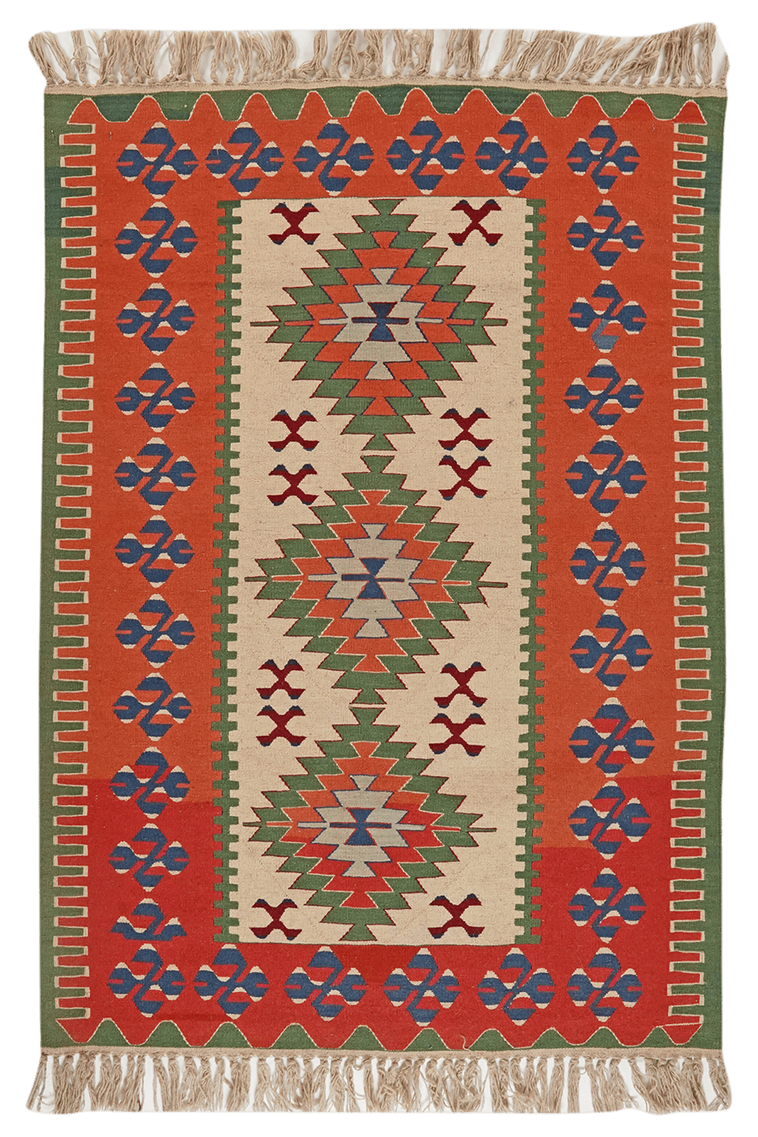 Kelim — Handmade, 113x164 cm, Beige, 100% Virgin Wool | Main view