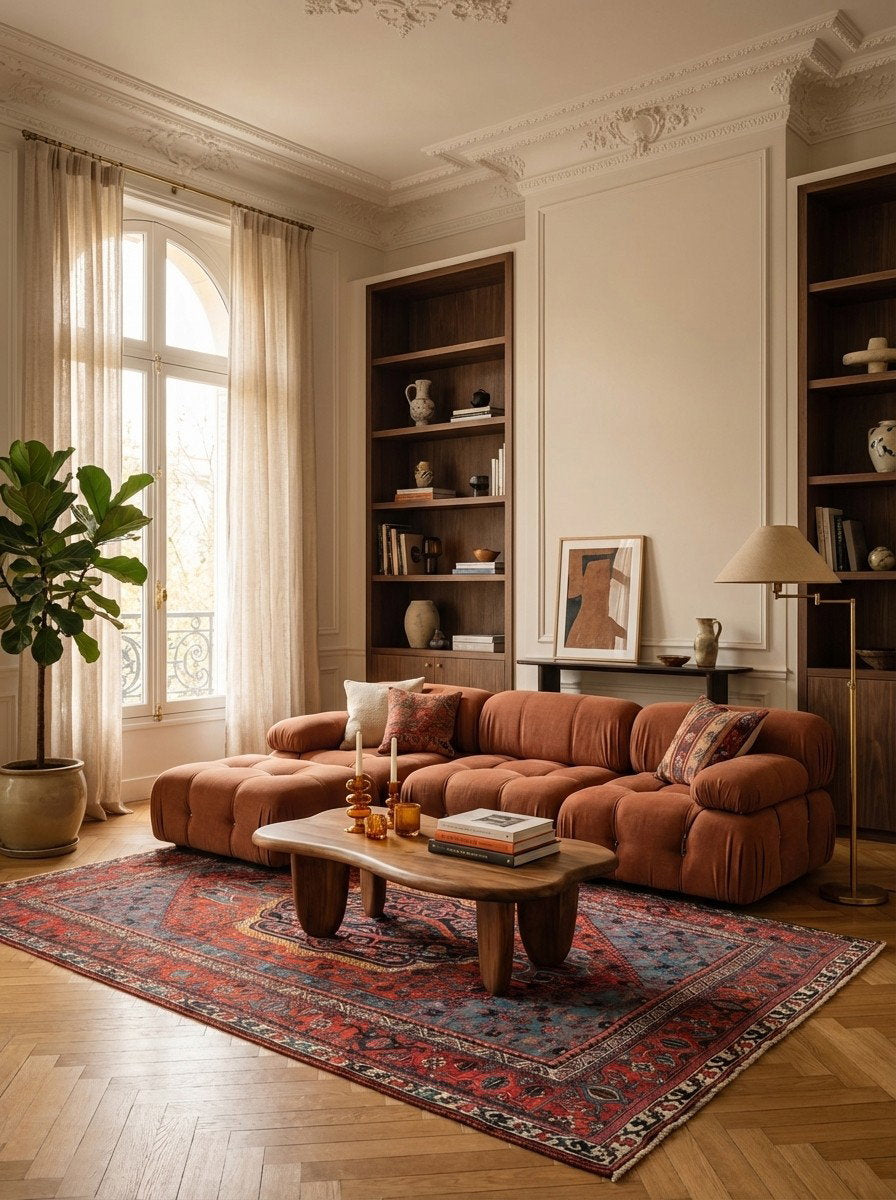 Bidjar — Handgefertigt, 232x139 cm, Rot, 100% Virgin Wool | Back view