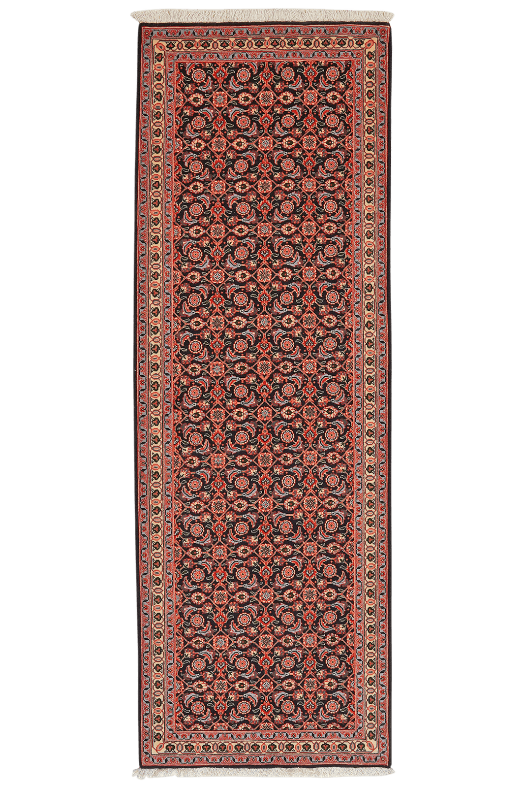 Tabriz 50 Raj — Hand-knotted, 69x200 cm, Black, 100% Virgin Wool | Main view