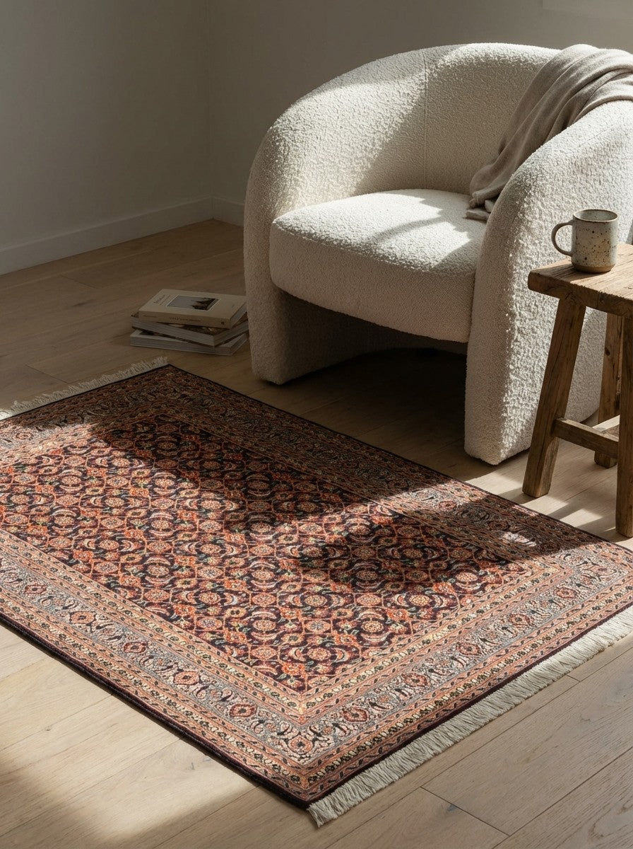 Tabriz 50 Raj — Hand-knotted, 105x151 cm, Blue, 95% Schurwolle, 5% Seide | Detail view