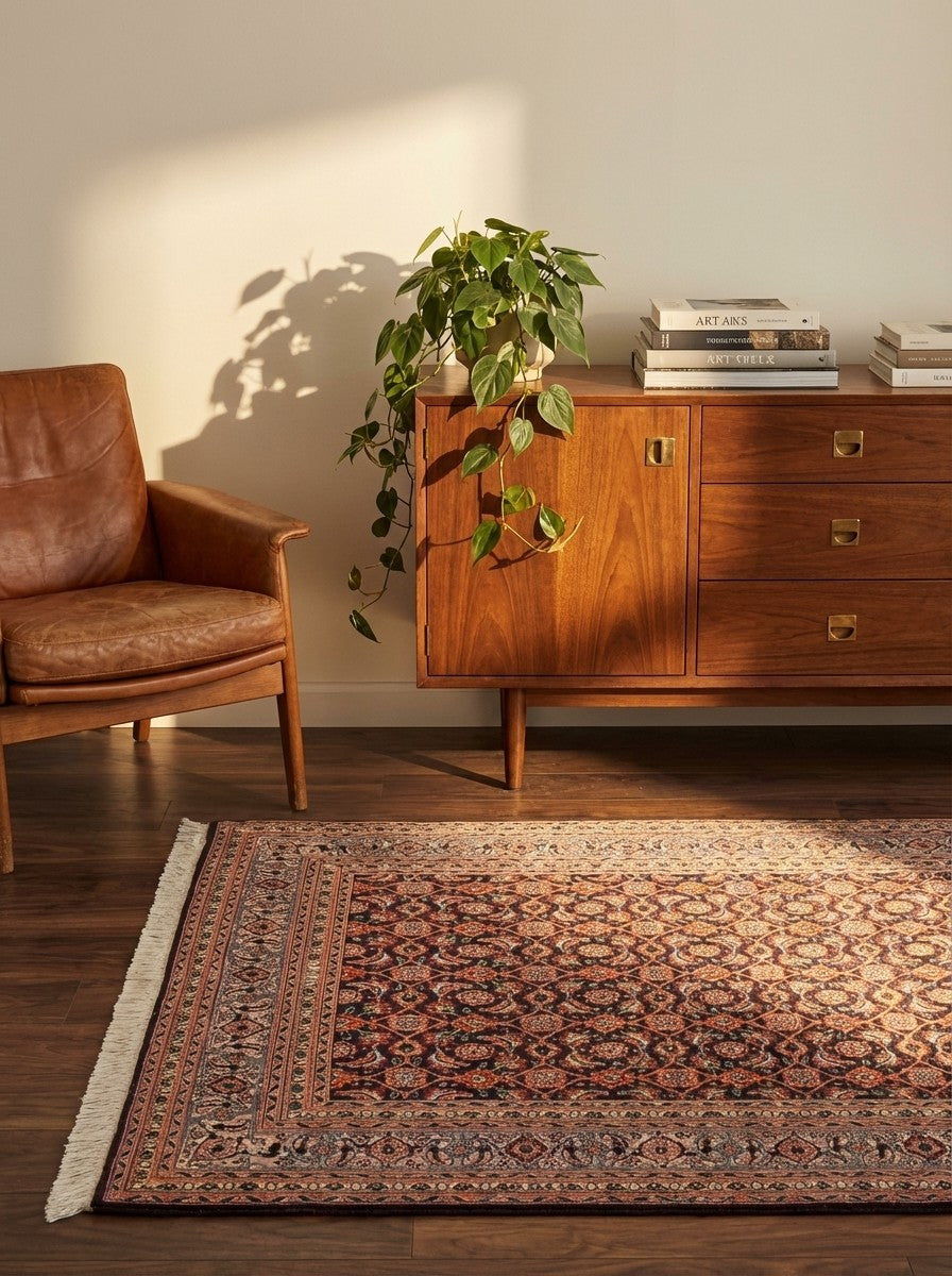 Tabriz 50 Raj — Hand-knotted, 105x151 cm, Blue, 95% Schurwolle, 5% Seide | Back view