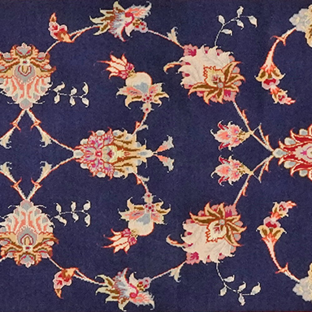 Tabriz 50 Raj — Hand-knotted, 75x200 cm, Blue, 95% Schurwolle, 5% Seide | View 4