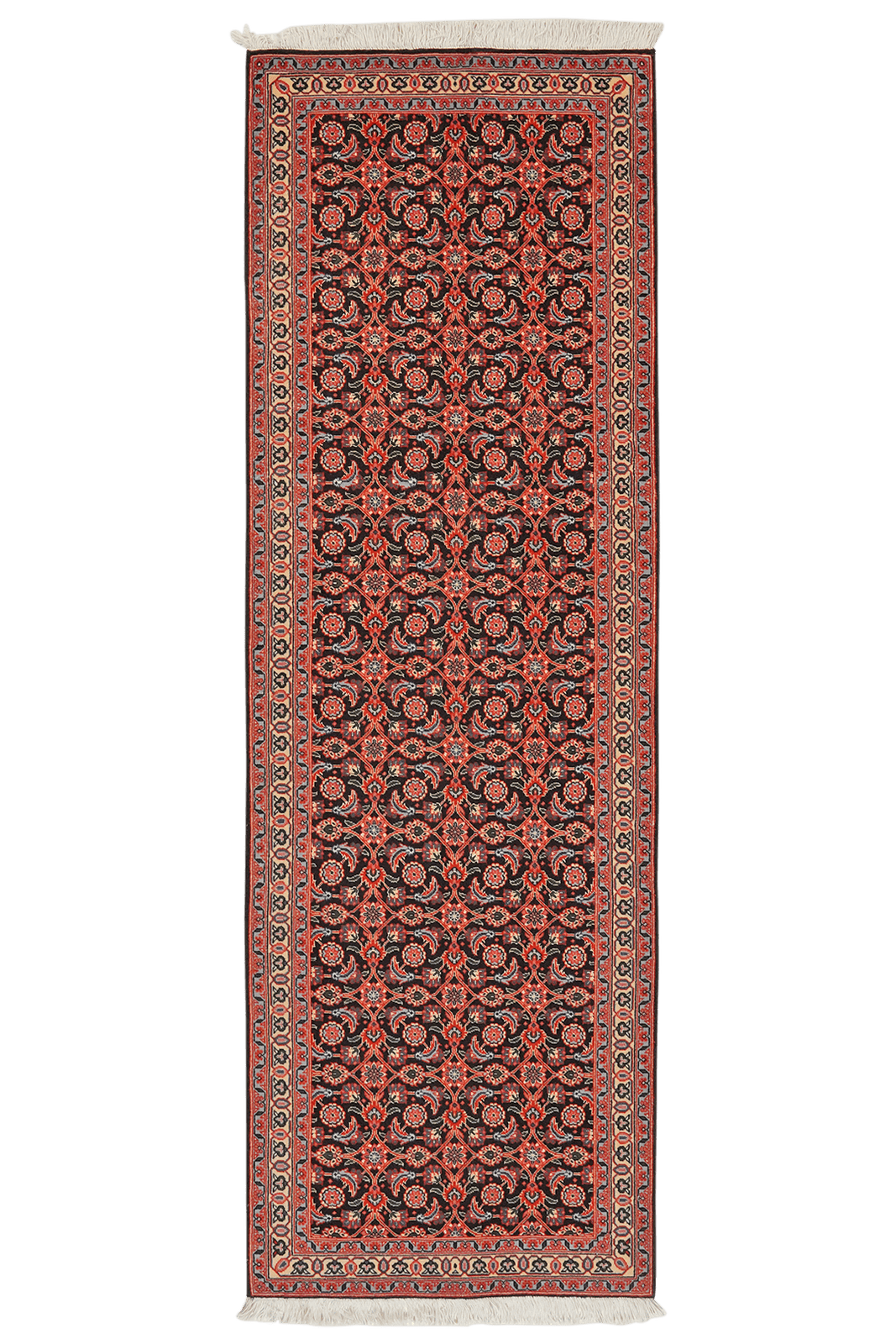 Tabriz 50 Raj — Hand-knotted, 65x199 cm, Black, 100% Virgin Wool | Main view