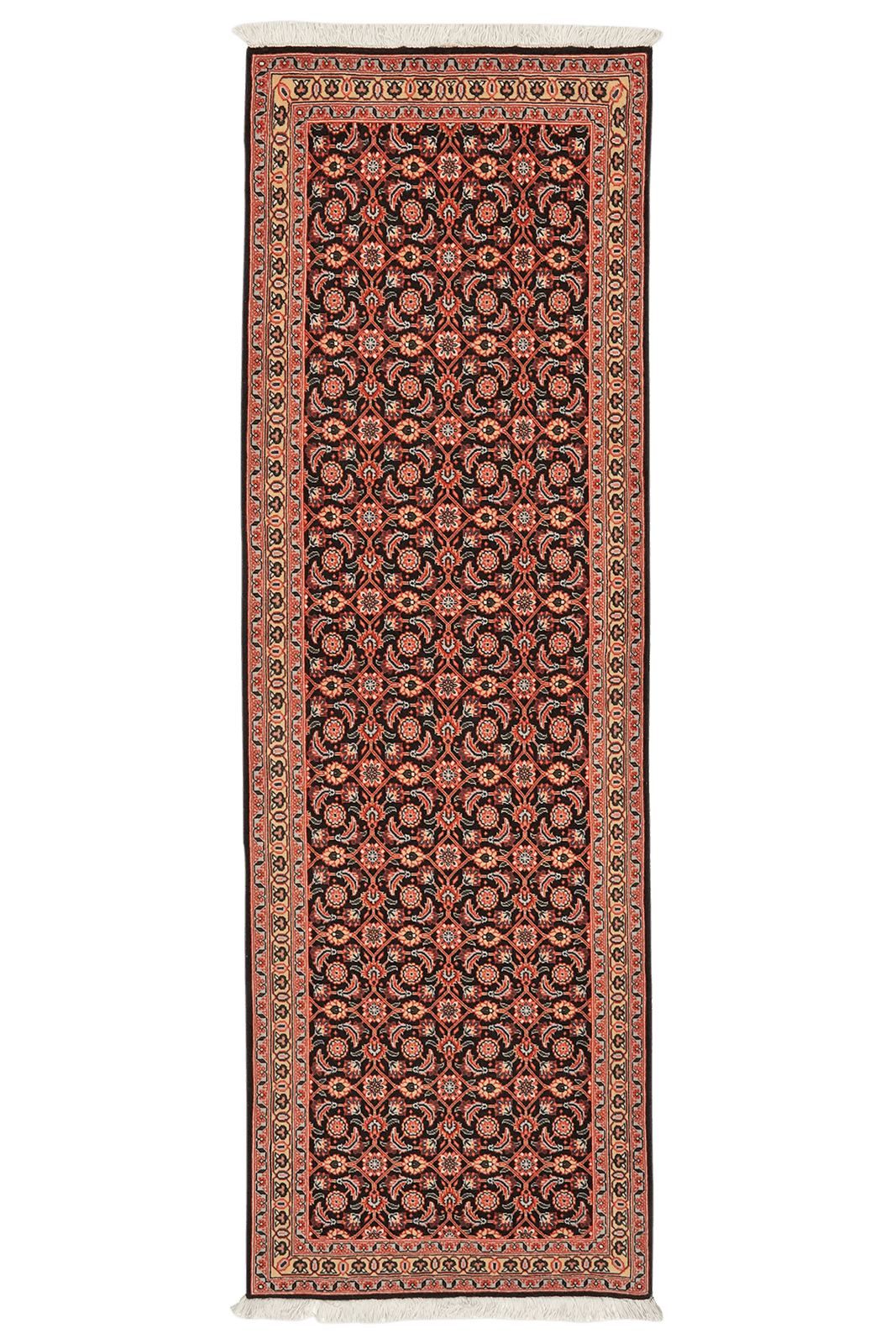 Tabriz 50 Raj — Hand-knotted, 64x200 cm, Black, 100% Virgin Wool | Main view