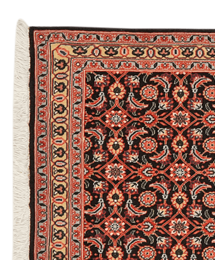 Tabriz 50 Raj — Hand-knotted, 64x200 cm, Black, 100% Virgin Wool | View 3