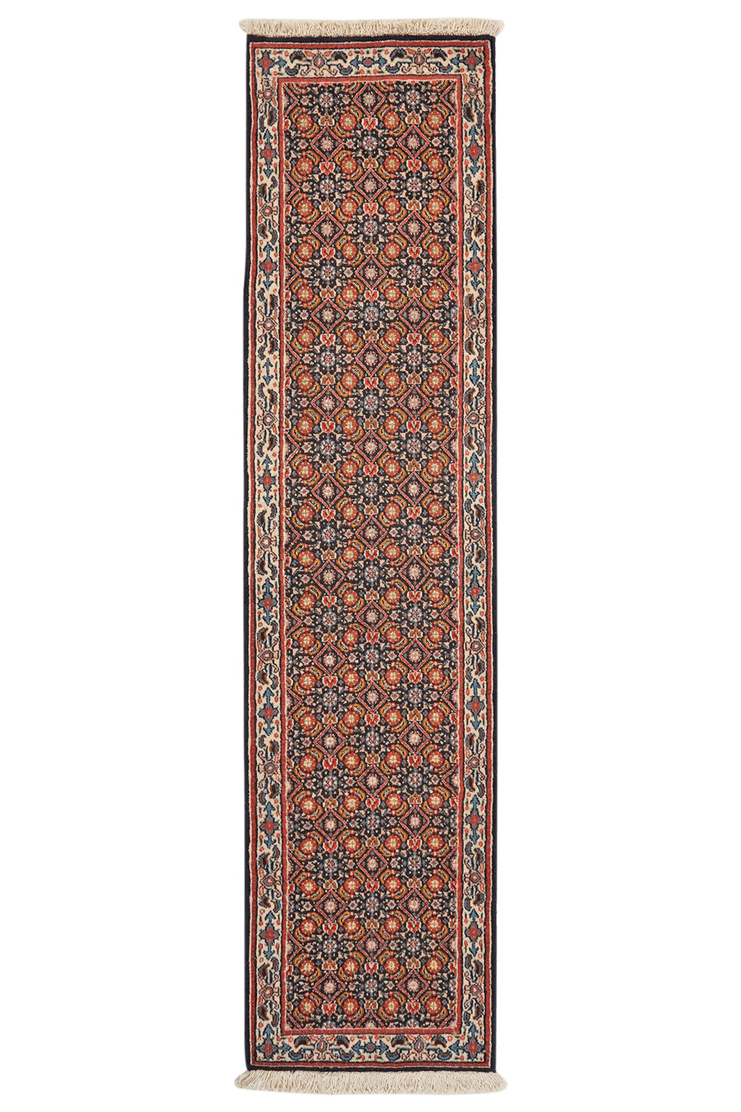 Moud Mahi — Hand-knotted, 49x200 cm, Blue, 100% Virgin Wool | Main view