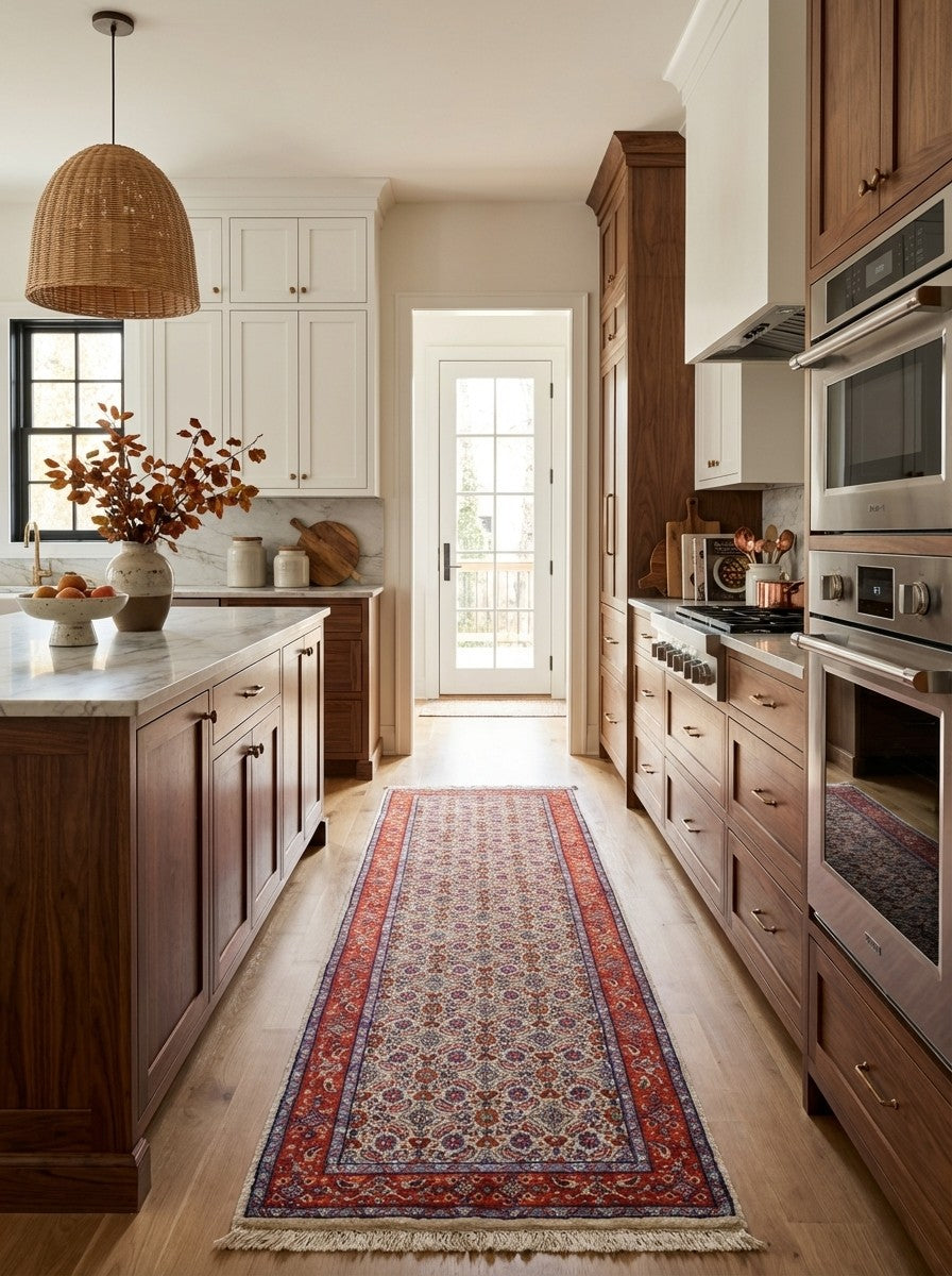 Moud Mahi — Hand-knotted, 50x196 cm, Beige, 100% Virgin Wool | Back view