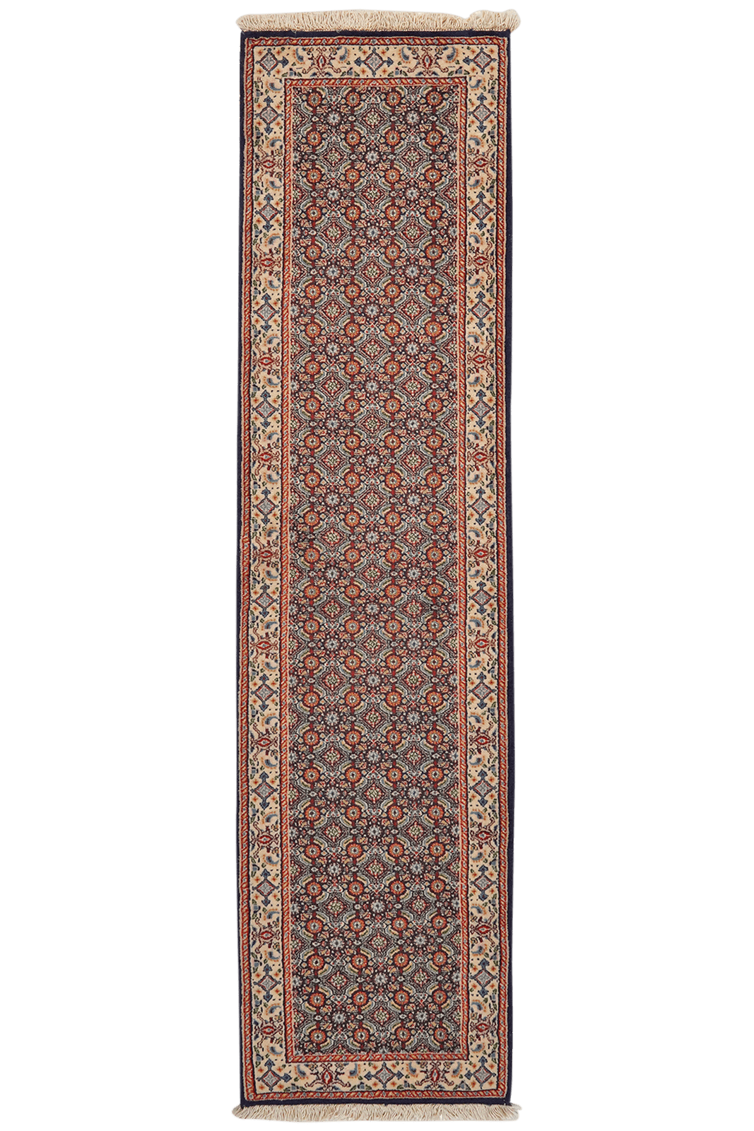 Moud Mahi — Hand-knotted, 49x195 cm, Blue, 100% Virgin Wool | Main view