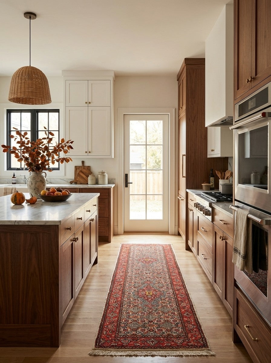 Moud Mahi — Hand-knotted, 47x198 cm, Beige, 100% Virgin Wool | Back view