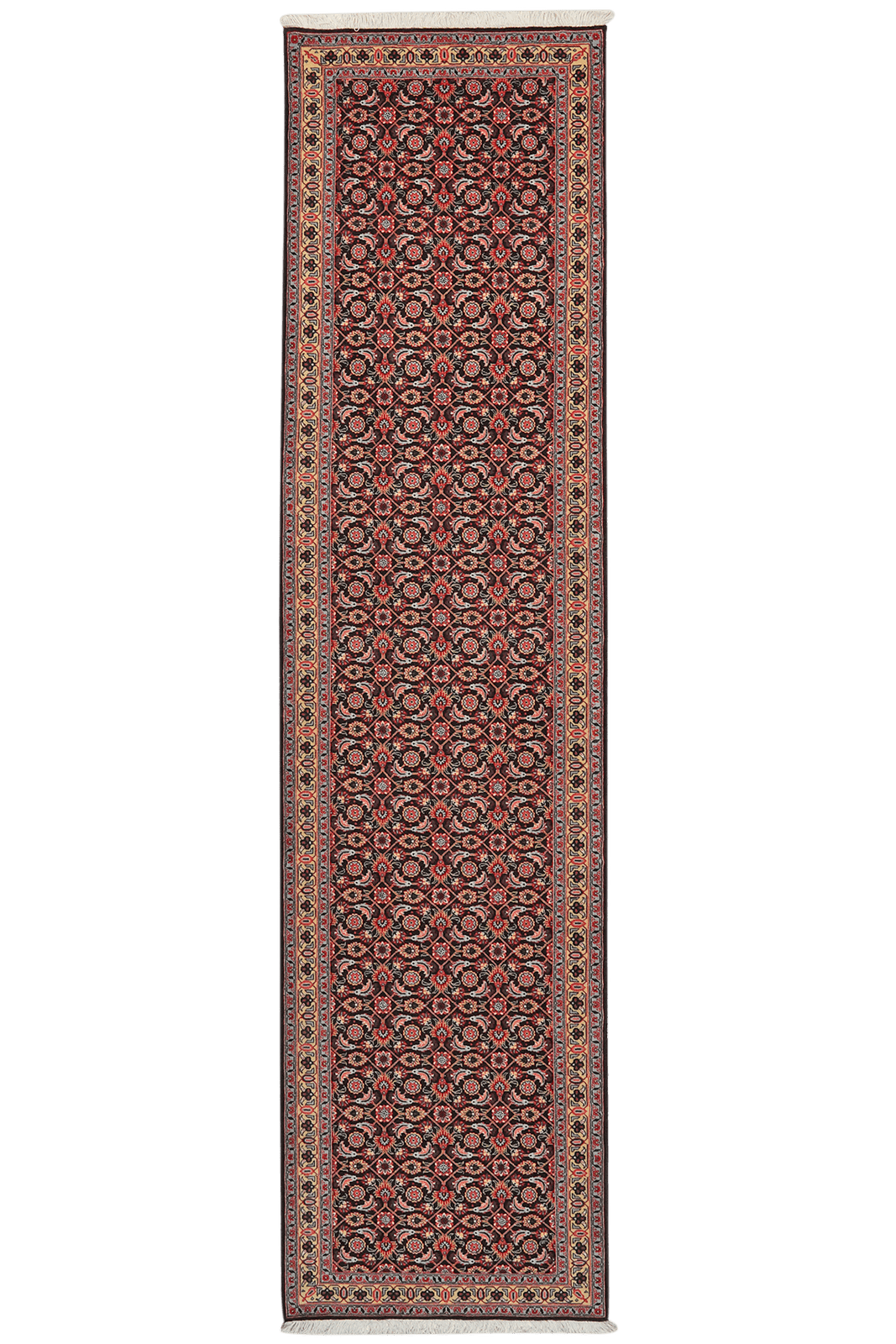 Tabriz 50 Raj — Hand-knotted, 72x291 cm, Black, 100% Virgin Wool | Main view