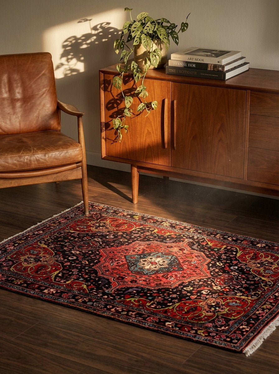 Bidjar — Handgefertigt, 159x113 cm, Blau, 100% Virgin Wool | Back view