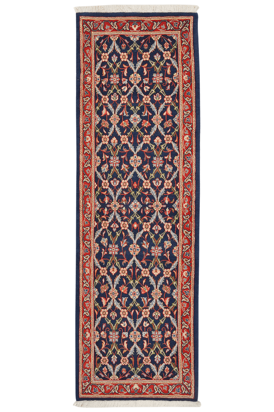 Sarough — Hand-knotted, 65x207 cm, Blue, 100% Virgin Wool | Main view