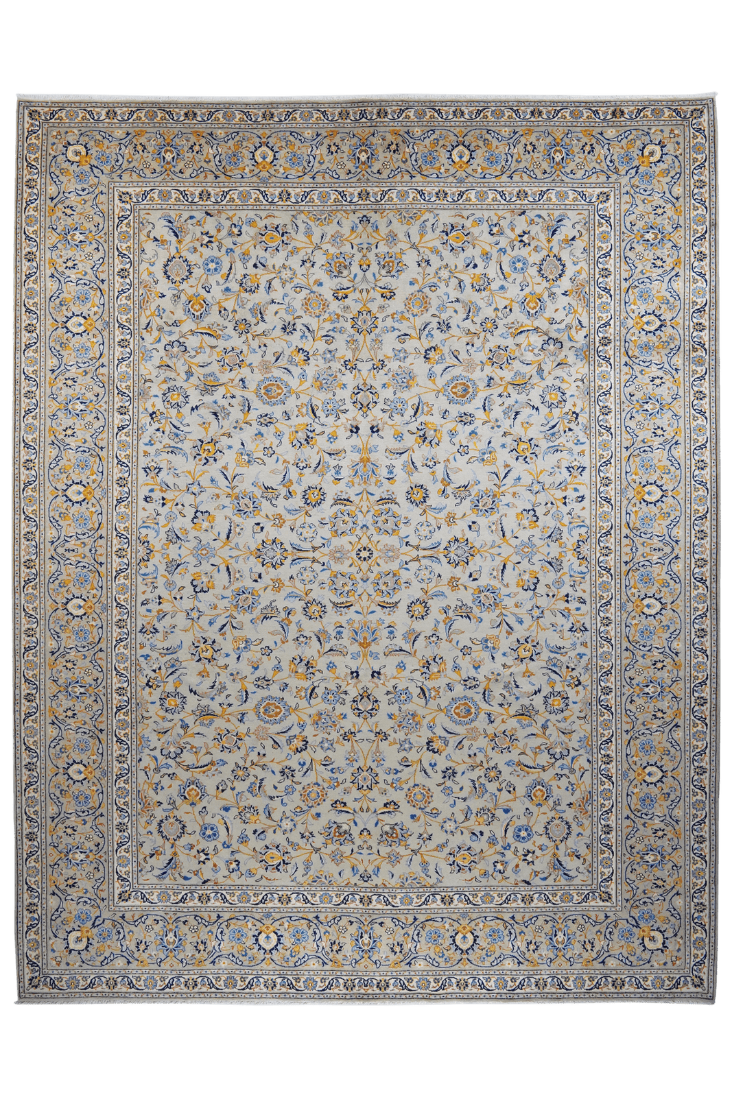 Kashan — Hand-knotted, 298x380 cm, Green, 100% Virgin Wool | Main view