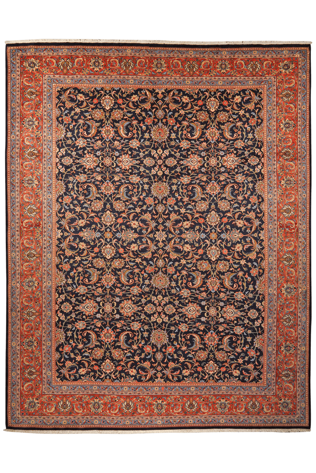 Sarough — Hand-knotted, 312x404 cm, Blue, 100% Virgin Wool | Main view