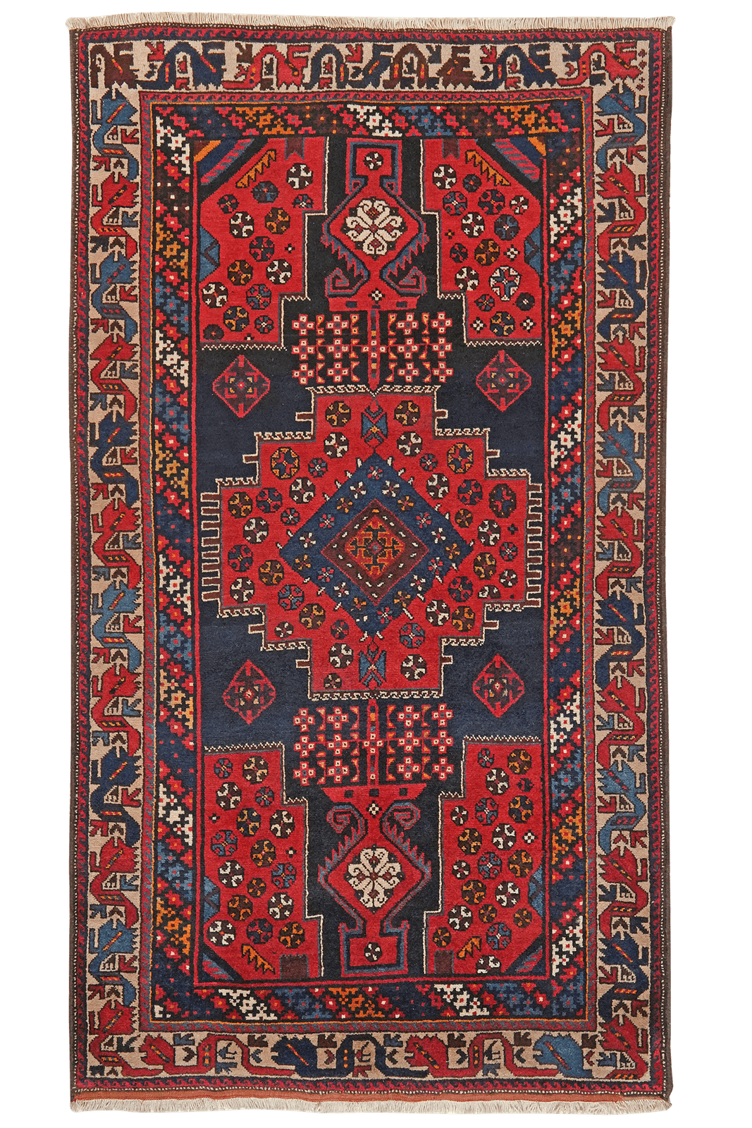 Afshar — Hand-knotted, 127x225 cm, Blue, 100% Virgin Wool | Main view