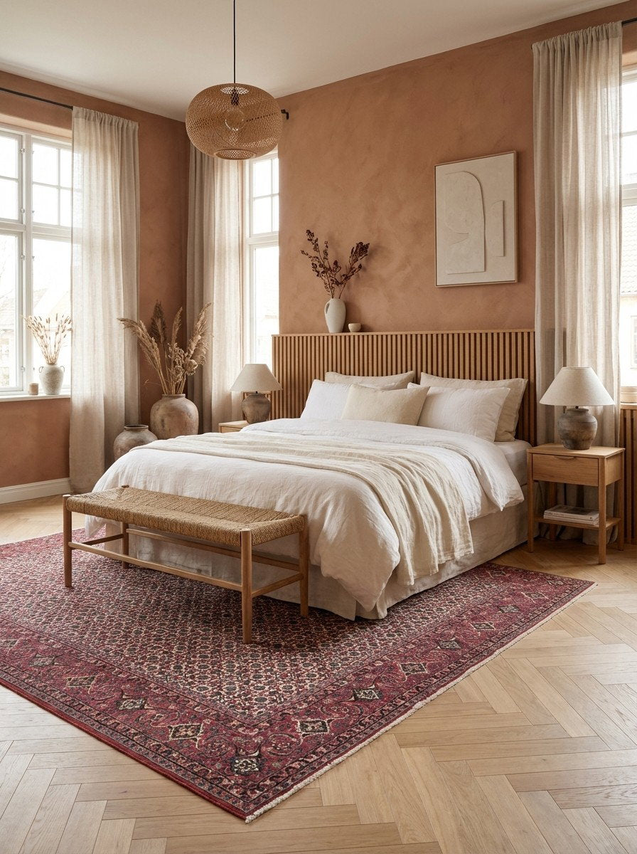 Bidjar — Handgefertigt, 248x207 cm, Rot, 100% Virgin Wool | Detail view