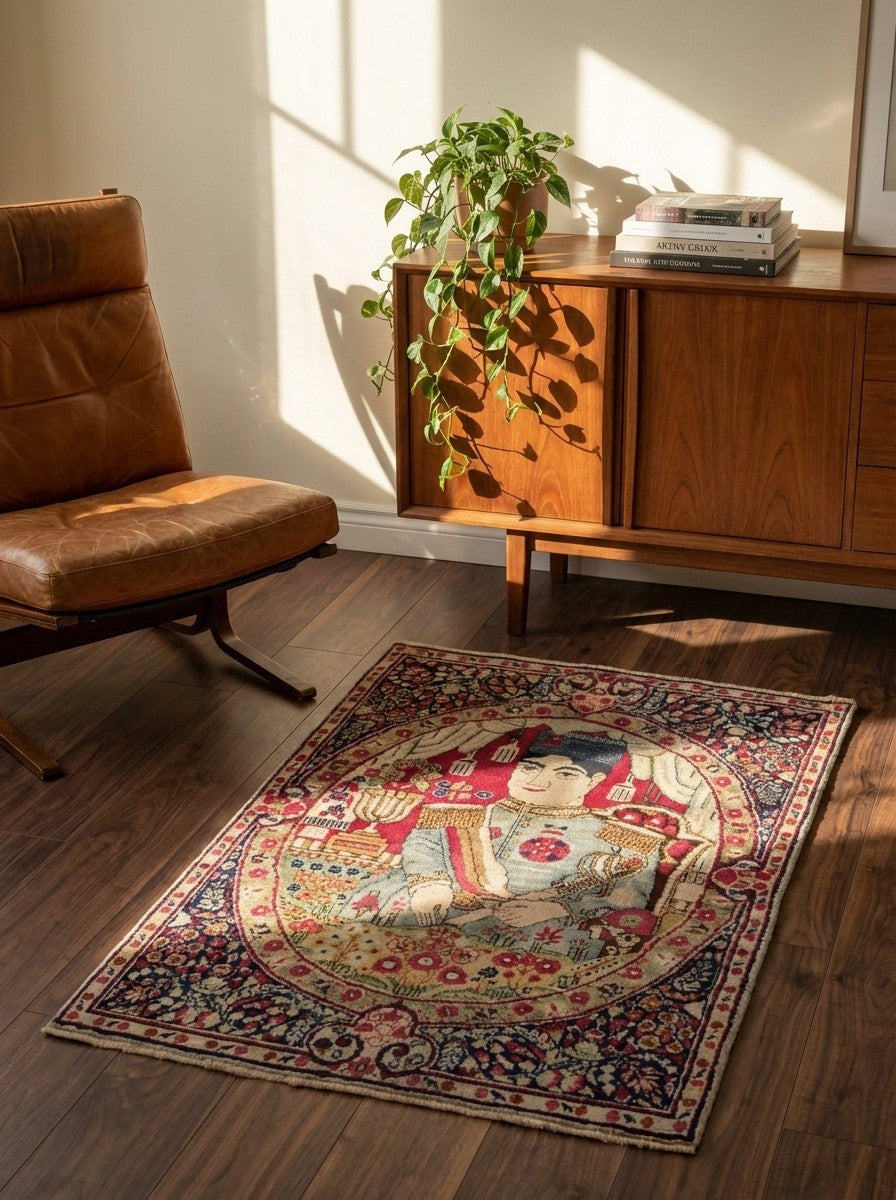 Kirman — Hand-knotted, 54x77 cm, Multicolor, 100% Virgin Wool | Back view