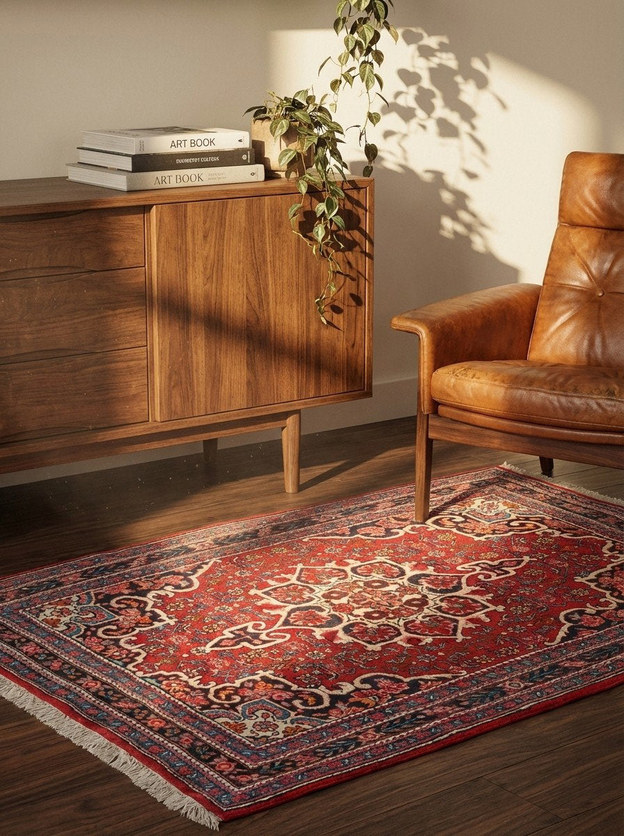 Bidjar — Handgefertigt, 153x105 cm, Blau, 100% Virgin Wool | Back view