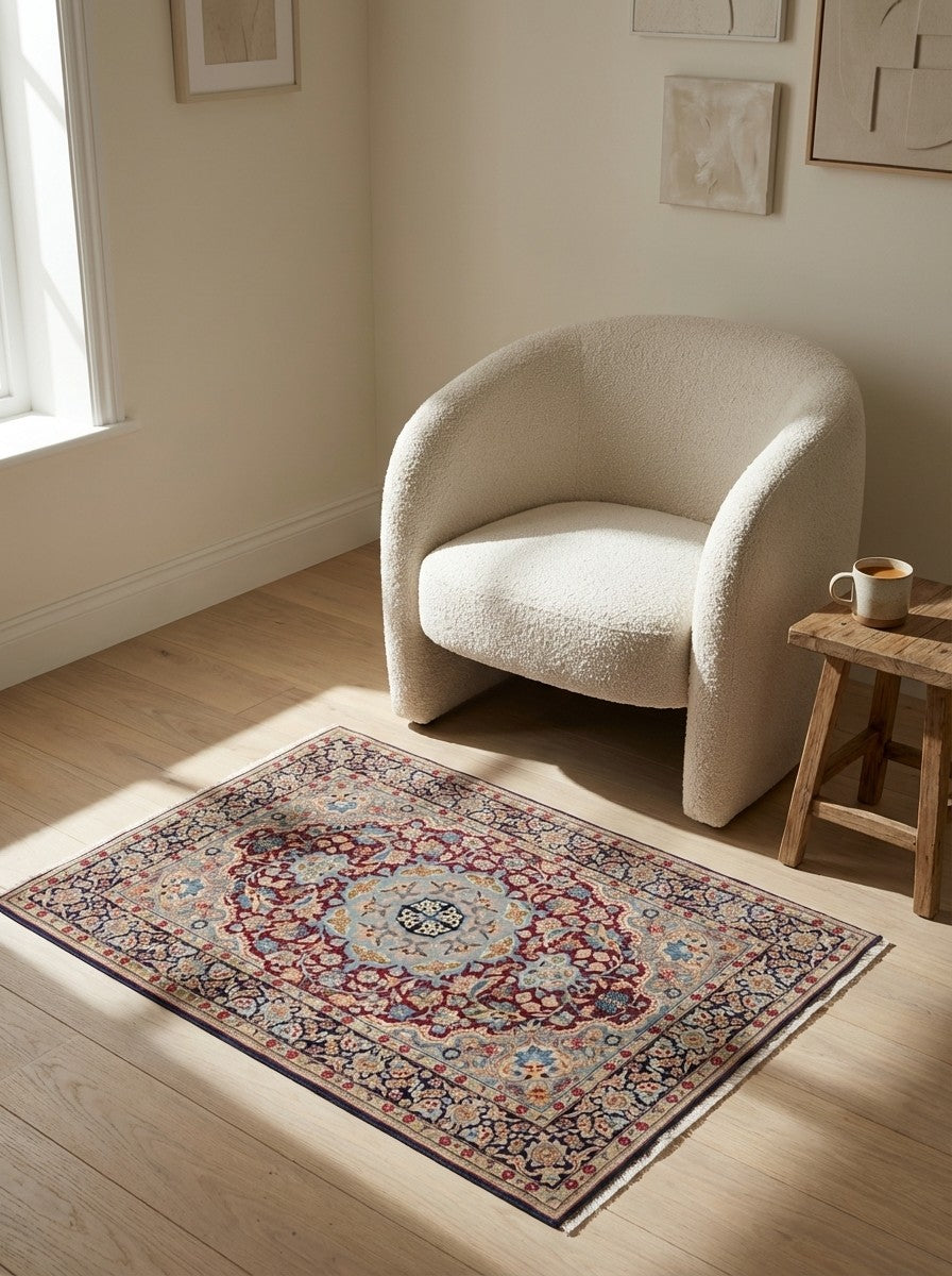 Isfahan — Hand-knotted, 76x108 cm, Multicolor, 100% Virgin Wool | Detail view